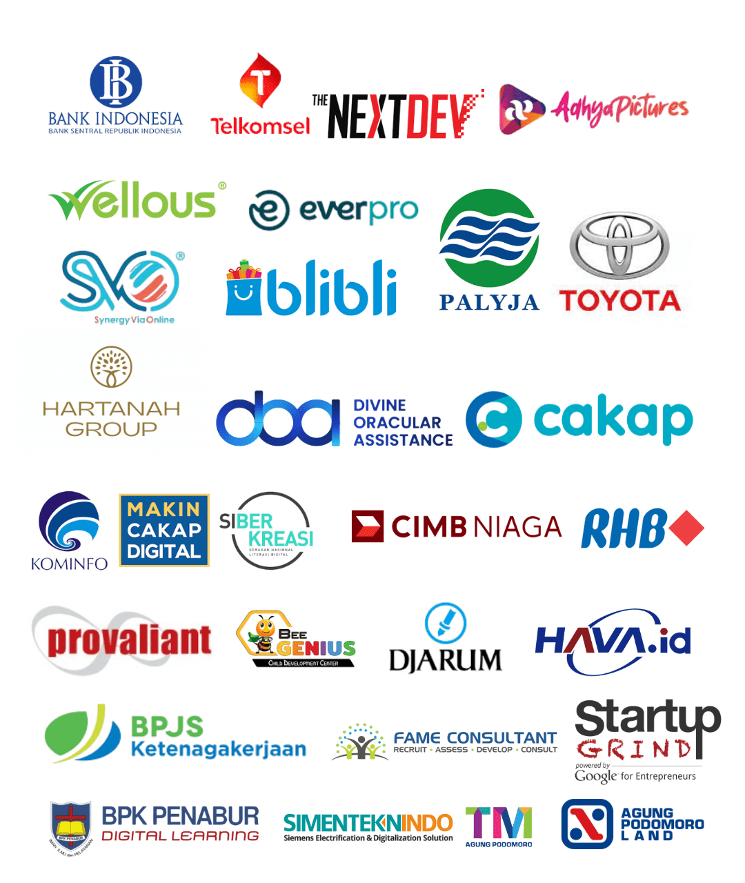 Logo brand dan perusahaan yang pernah bekerja sama dengan Dee Ferdinand