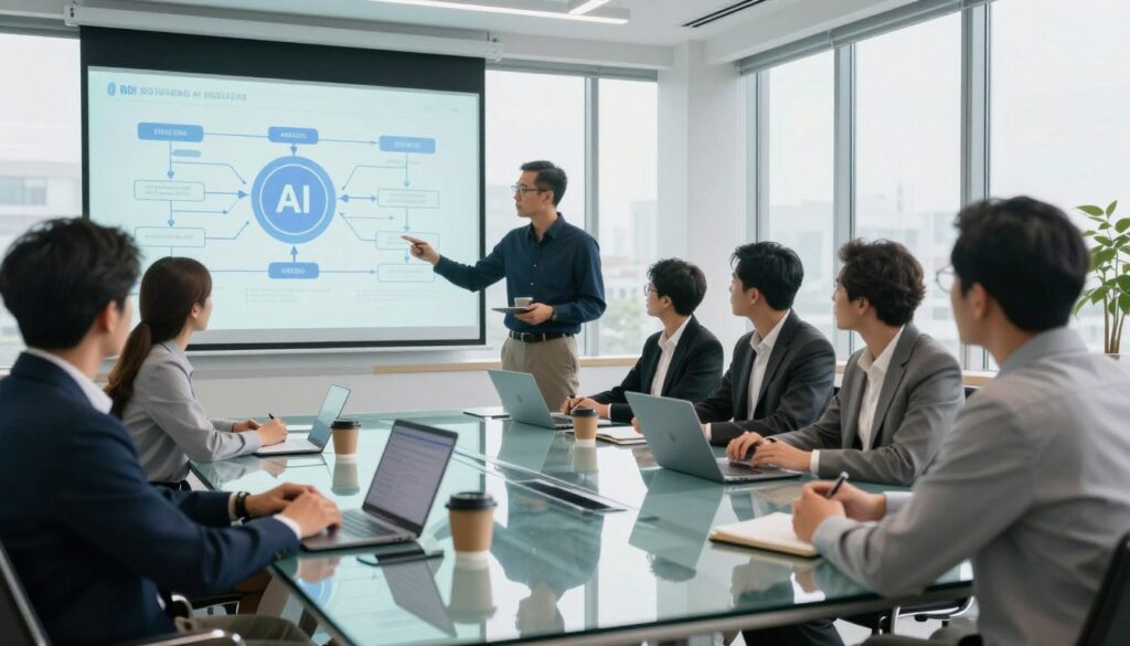 Profesional mengikuti sesi private coaching untuk merancang sistem AI perusahaan