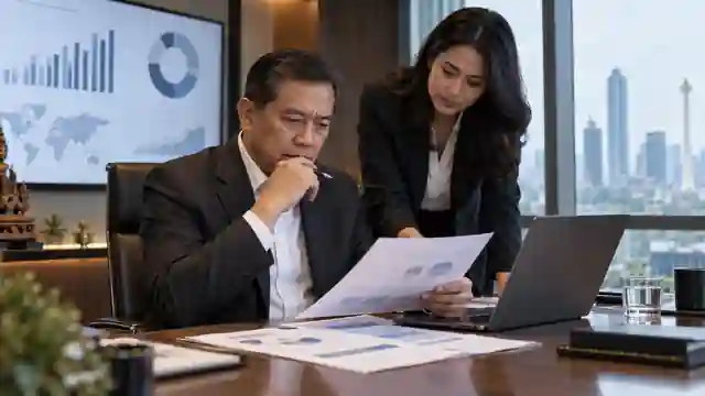 Eksekutif meninjau data, risiko, dan pilihan sebelum keputusan bisnis penting